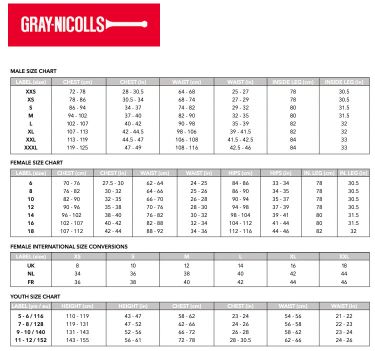 Gray-Nicolls Clothing Size Guide