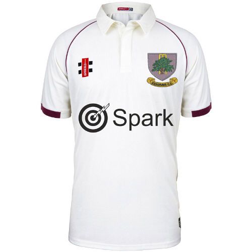 Kesgrave CC GN Matrix Maroon trim Cricket Shirt S/S Jnr