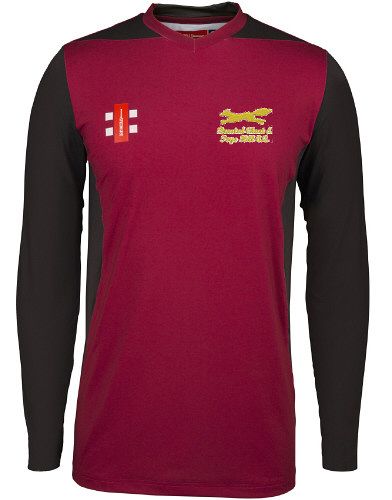 Brasted Chart & Toys Hill CC GN Pro P T20 Cricket Shirt LS Maroon  Jnr