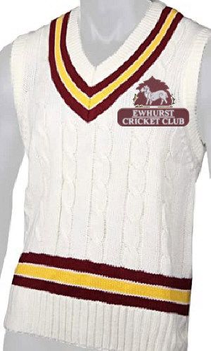 Ewhurst CC G&M Knitted Cricket Slipover Maroon/Gold  Jnr