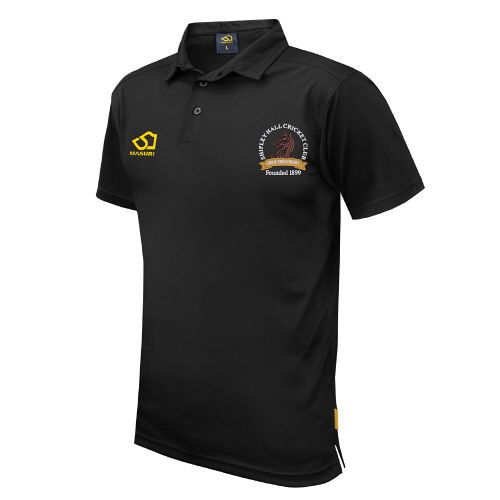 Shipley Hall Cricket Club Masuri Cricket Polo Shirt Black  Jnr