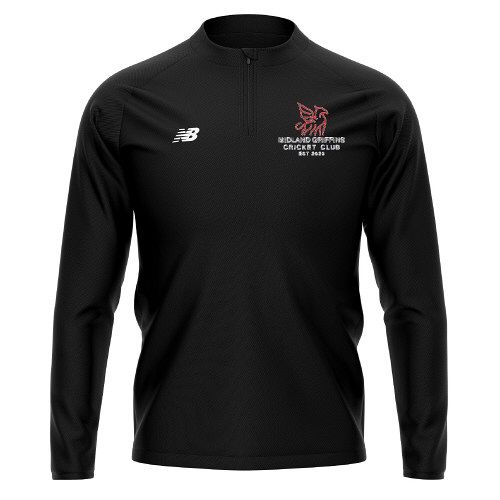 Midland Griffins Cricket Club New Balance 1/4 Zip Mid Layer Black  Snr