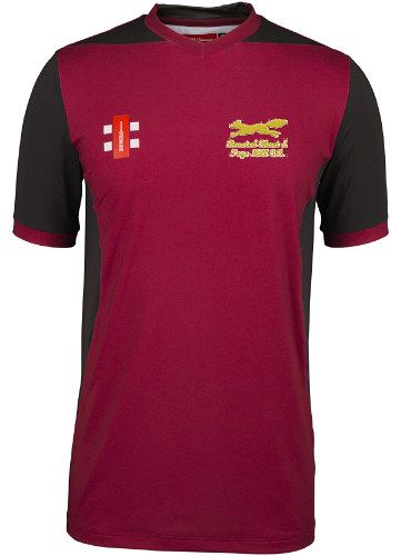 Brasted Chart & Toys Hill CC GN Pro P T20 Cricket Shirt SS Maroon  Jnr