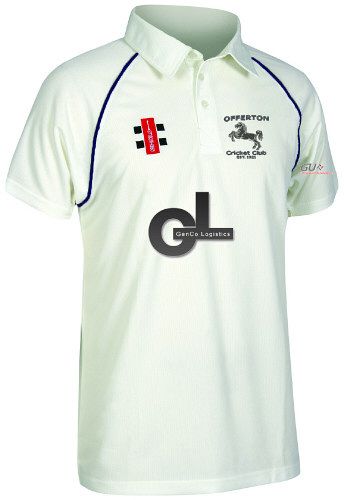 Offerton CC GN Matrix Navy Cricket Shirt S/S Snr