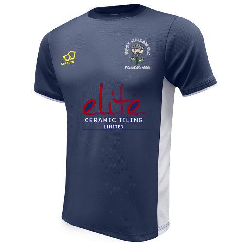 West Hallam CC Masuri Cricket Training Shirt Navy  Snr