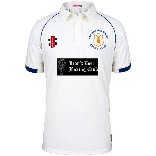Langley Mill Cricket Club GN Matrix Navy S/S Cricket Shirt Snr