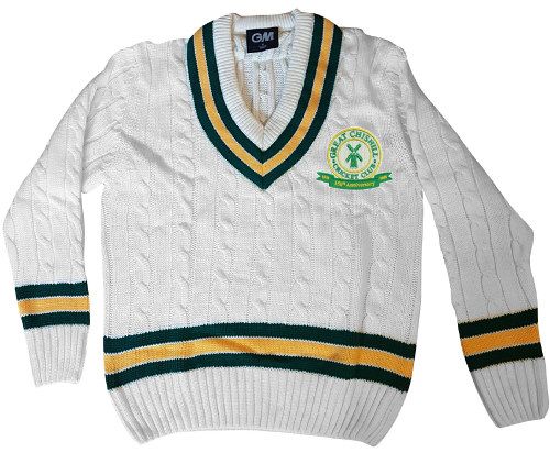 Great Chishill CC GM Cable Knit Sweater Green/Gold/Green  Snr