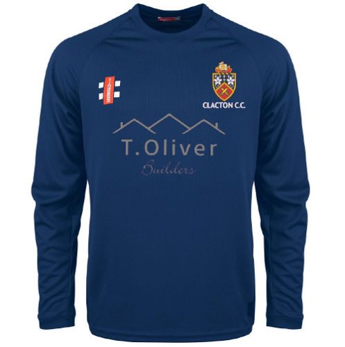 Clacton CC GN Navy Matrix Long Sleeve Tee  Snr