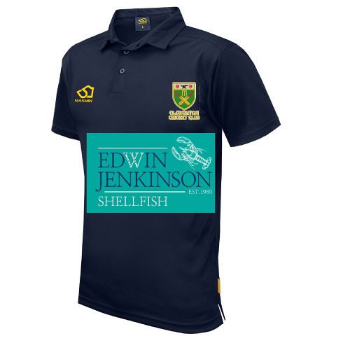 Cloughton CC Masuri Cricket Polo Shirt Navy Snr