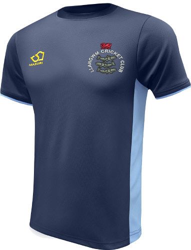 Llangwm Cricket Club Masuri Cricket Training Shirt Navy/Sky  Snr