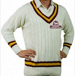 Ewhurst CC G&M Knitted Cricket Sweater Maroon/Gold  Jnr