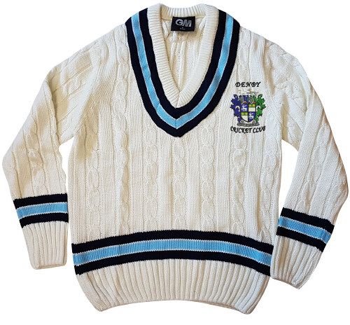 Denby CC G&M Knitted Cricket Sweater Navy/Sky  Jnr