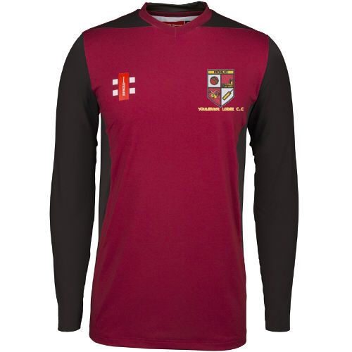 Youlgrave Lodge CC GN T20 Cricket Shirt LS Maroon  Snr