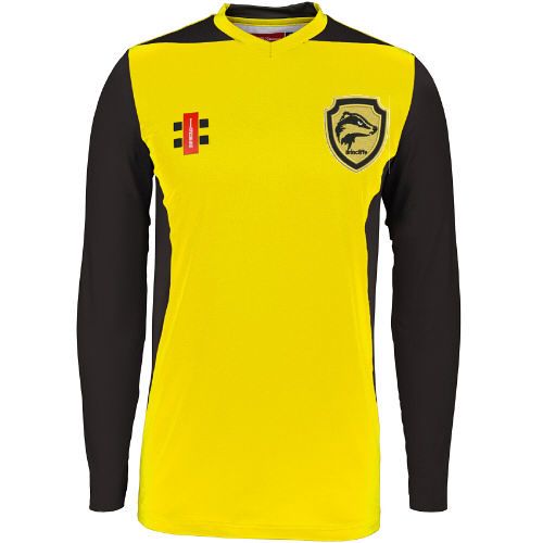 Brincliffe CC GN Yellow/Black T20 Cricket Shirt LS  Snr