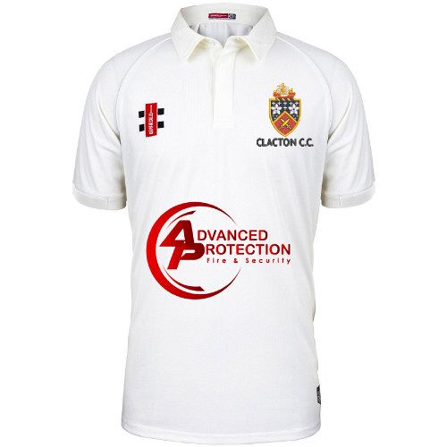Clacton CC GN Matrix Plain Cricket Shirt S/S Snr