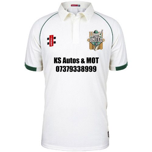 Nottingham Utd CC GN Matrix Cricket Shirt Green Trim S/S Snr