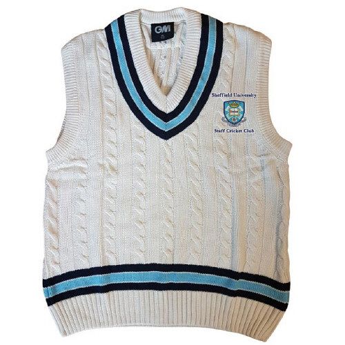 Sheffield University CC G&M Knitted Cricket Slipover Navy/Sky Snr