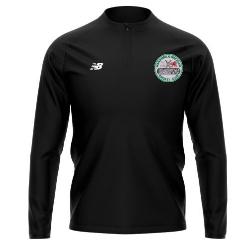 Marchwiel and Wrexham Cricket Club New Balance 1/4 Zip Mid Layer Black ...