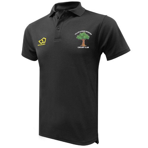 Hillam & Monk Fryston CC Masuri Cricket Polo Shirt Black  Snr