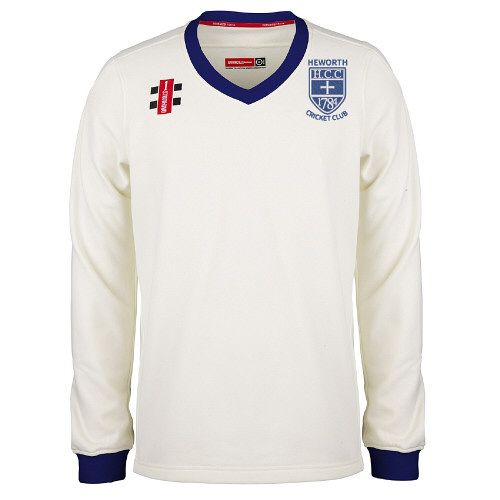 Heworth CC GN Pro Performance L/S Navy Trim Sweater Jnr