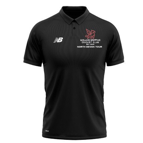 Midland Griffins Cricket Club New Balance Tour Polo Shirt Black  Snr