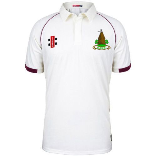 East Sutton CC GN Matrix Cricket Shirt Maroon Trim S/S Snr