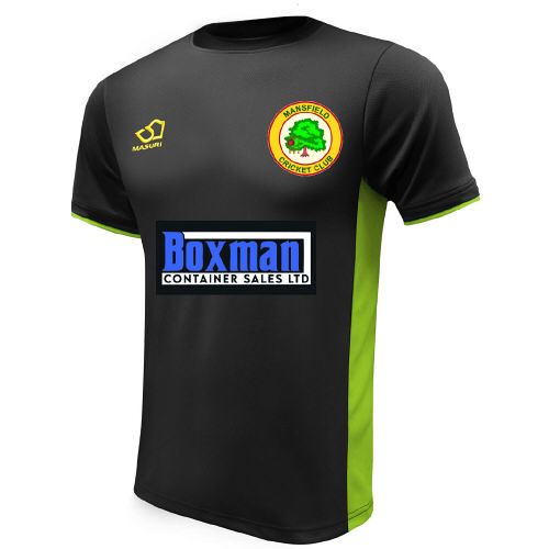 Mansfield CC Masuri Cricket Training Shirt Black/Lime Jnr