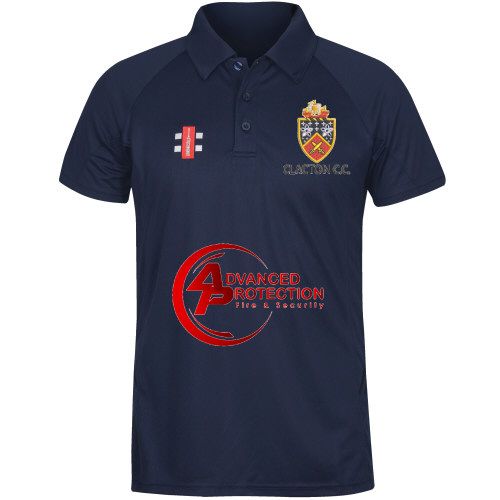 Clacton CC GN Navy Matrix Polo Shirt  Snr