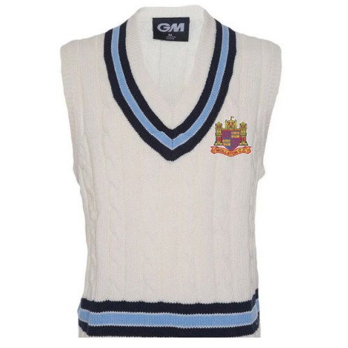 Gunn and Moore Wollaton CC G&M Knitted Cricket Slipover Navy/Sky Snr ...