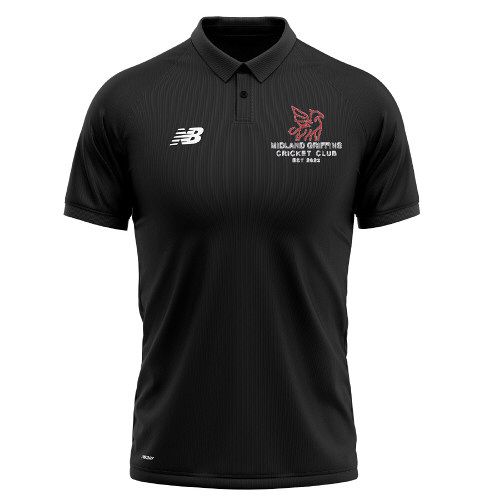 Midland Griffins Cricket Club New Balance Polo Shirt Black  Snr