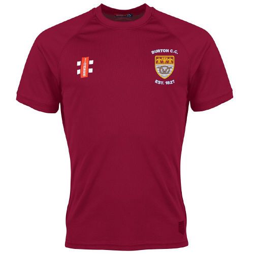 Burton (Derbyshire) CC GN Maroon Matrix TShirt  Jnr