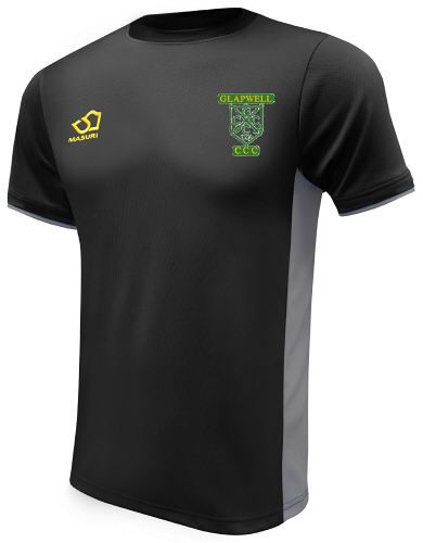 Glapwell CC Masuri Cricket Training Shirt Black  Snr