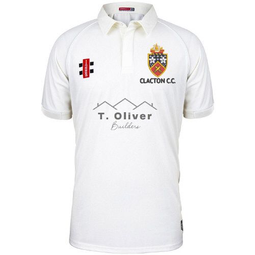 Clacton CC GN Matrix Plain Cricket Shirt S/S Jnr