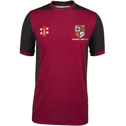 Youlgrave Lodge CC GN T20 Cricket Shirt SS Maroon  Snr
