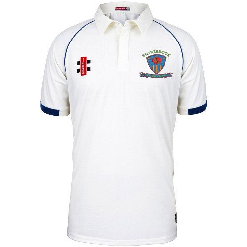 Shirebrook CC GN Matrix Cricket Shirt Navy Trim S/S Jnr