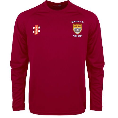 Burton (Derbyshire) CC GN Maroon Matrix LS Tee  Jnr