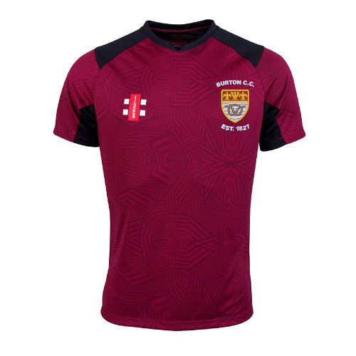 Burton (Derbyshire) CC GN Pro T20 S/S Cricket Shirt Maroon  Jnr