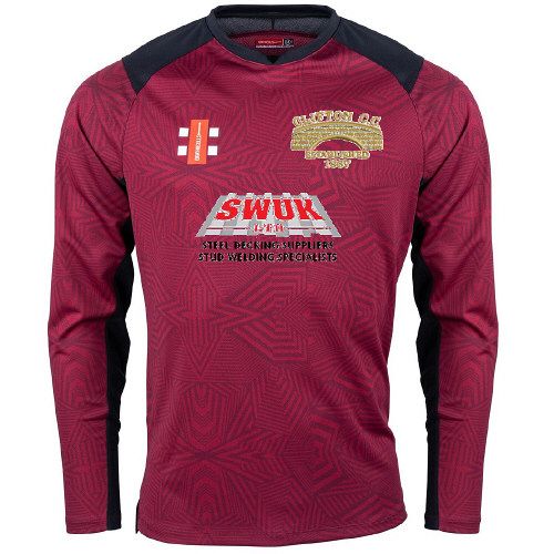 Clifton CC GN Pro T20 L/S Cricket Shirt Maroon  Snr