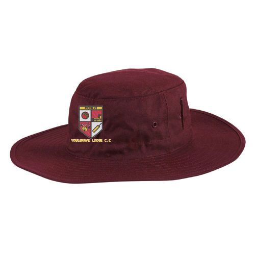 Youlgrave Lodge CC GN Wide Brim Sun Hat Maroon