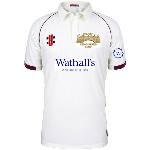 Clifton CC GN Matrix Plain Cricket Shirt S/S Snr