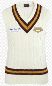 Clifton CC Cable Knit Slipover Maroon Gold Maroon  Snr