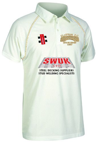 Clifton CC GN Matrix Plain Cricket Shirt S/S Jnr