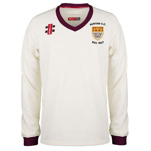 Burton (Derbyshire) CC GN Pro Performance Maroon trim L/S Sweater Jnr