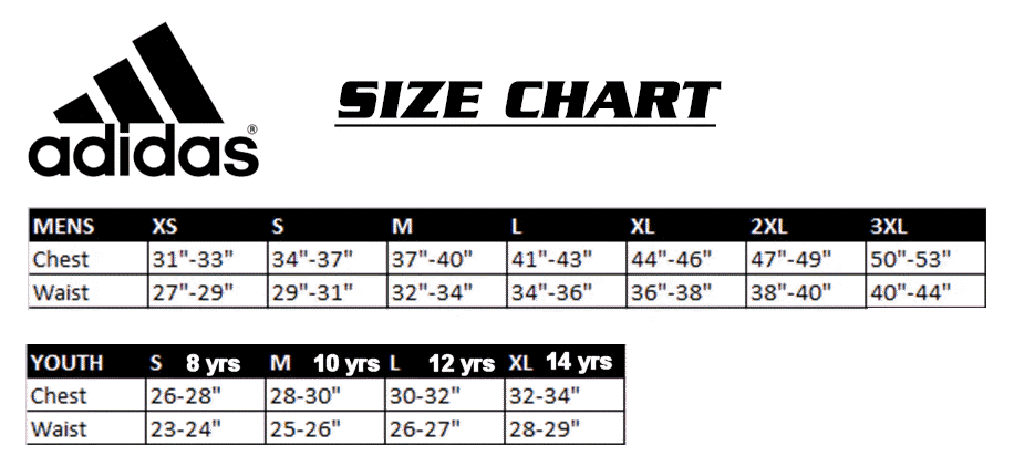 adidas teamwear  size guide