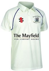 Seamer & Irton CC GN Matrix Navy Cricket Shirt S/S Jnr With Sponsor