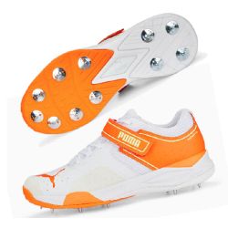 Puma 22.1 Cricket Bowling Shoes 2023 White /Ultra Orange - Snr