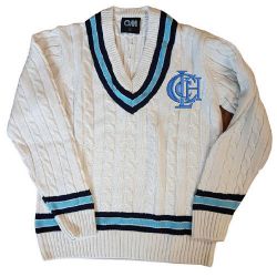 Little Hallingbury CC G&M Knitted Cricket Sweater Navy/Sky  Snr
