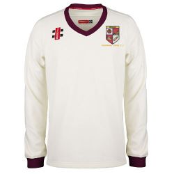 Youlgrave Lodge CC GN Pro Performance Maroon trim L/S Sweater Jnr