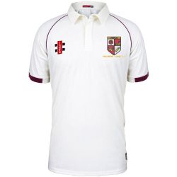 Youlgrave Lodge CC GN Matrix Maroon trim Cricket Shirt S/S Jnr