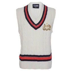 Sidney Sussex College CC G&M Knitted Cricket Slipover Navy/Red  Jnr